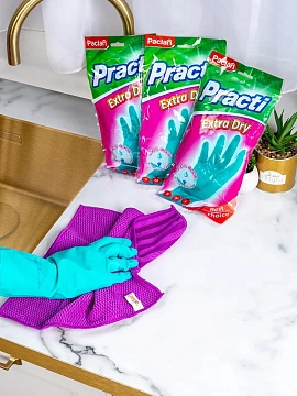 Перчатки резиновые Paclan Practi Extra Dry 407341 р.М