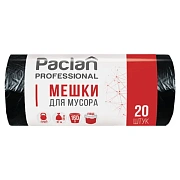 Мешки для мусора 160 л, черные, в рулоне 20 шт., ПВД, 30 мкм, 87х120 см, PACLAN 'Professional', 1338607