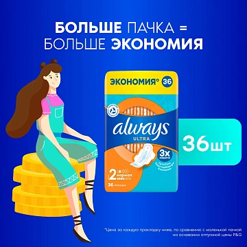 Прокладки Always Ultra Normal, 36шт