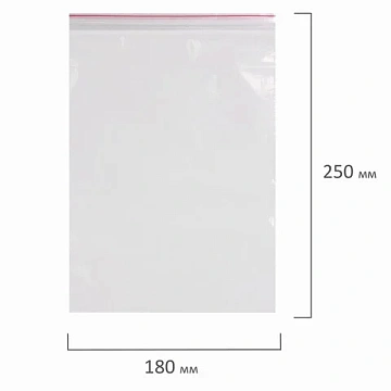 Пакеты с замком ZIP LOCK 'зиплок', комплект 100 шт., 180х250 мм, ПВД, толщина 40 микрон, BRAUBERG, 6