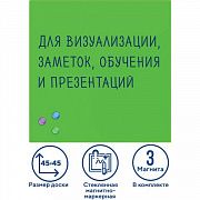 Доска магнитно-маркерная стеклянная 45х45 см, 3 магнита, ЗЕЛЕНАЯ, BRAUBERG, 236740