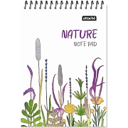 Блокнот А5 60л Attache Nature White flowers клет,65г,100%,греб,карт,ВД-лак