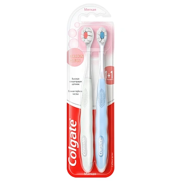 Зубная щетка Colgate Cushion Clean мягкая, 1+1шт