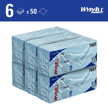 Протирочные салфетки Kimberly-Clark WypAll Х50 7441, листовые, 50шт, 1 слой, синие
