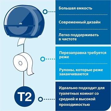 Туалетная бумага Торк Premium T2, 120243, в рулоне, 170м, 2 слоя, белая