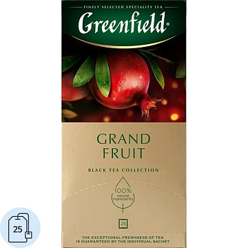 Чай GREENFIELD 'Grand Fruit' черный с гранатом, гибискусом, розмарином, 25 пакетиков в конвертах по