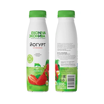 Йогурт питьевой Эконива с клубникой 2.5%, 300г
