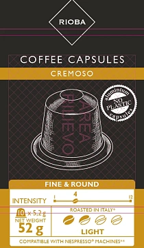 RIOBA Кофе в капсулах Cremoso для кофемашин Nespresso 10шт, 52г