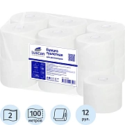 Бумага туалетная д/дисп Luscan Prof Etalon ЦВ 2сл бел цел 100м 12рул/уп