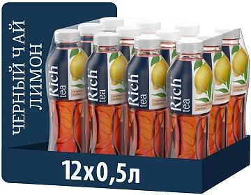 Холодный чай Rich Лимон, черный, 0.5л