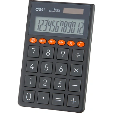 Калькулятор карманный Deli EM130, 12-р,дв.пит.,70.2x8.5x112.2 мм,темн-сер