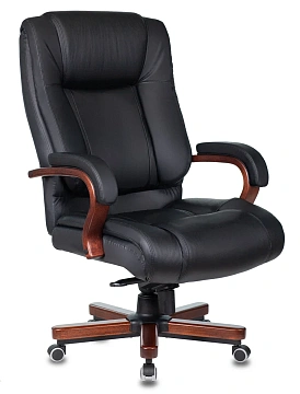 Кресло руководителя Бюрократ T-9925WALNUT черный кожа крестов. металл/дерево
