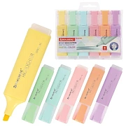 Набор текстовыделителей 6 ЦВЕТОВ, BRAUBERG 'ORIGINAL PASTEL', линия письма 1-5 мм, 151698