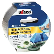 Клейкая лента хозяйственная Unibob, 48мм*10м, серая, инд.упаковка