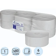 Бумага туалетная д/дисп Luscan Professional 1сл белая втор 480м 6рул/уп