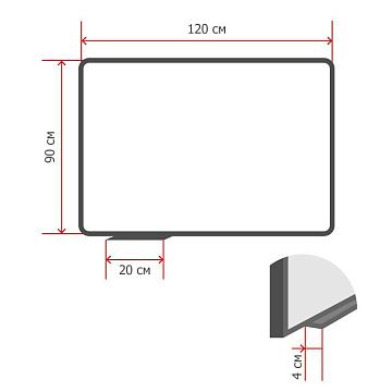 Доска стеклянная магнитная, 90х120,Attache, белый