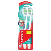 Зубная щетка Colgate 360 Суперчистота всей полости рта антибактериальная, средней жесткости, синяя, фиолетовая 1+1