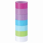 Клейкие WASHI-ленты для декора 'ПАСТЕЛЬ', 7 холодных цветов, 15 мм х 3 м, рисовая бумага, ОСТРОВ СОКРОВИЩ, 661701