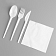 Набор одноразовых столовых приборов вилки + ложки + ножи + салфетки пластиковые белые