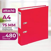 Папка-регистратор 75мм Attache А4, красная, тиснение кожа, метал. угол
