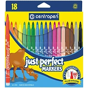 Фломастеры Centropen 'Just Perfect', 18цв., трехгранные, смываемые, устойч. к высыханию, картон, евр