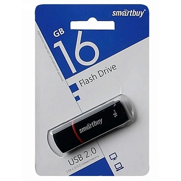 Флеш-диск 16 GB, SMARTBUY Crown, USB 2.0, черный, SB16GBCRW-K