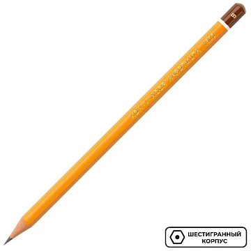 Карандаш чернографитный KOH-I-NOOR 1500, 1 шт., B, корпус желтый, заточенный, 150000B01170RU