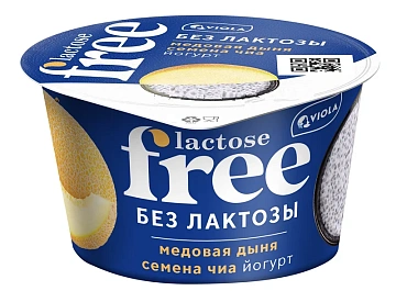Йогурт Viola безлактозный Free дыня-семена чиа 2.7%, 180г