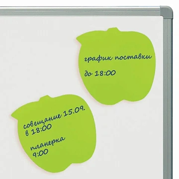 Блок самоклеящийся (стикеры), фигурный BRAUBERG, НЕОНОВЫЙ 'Яблоко', 50 листов, зеленый, европодвес,