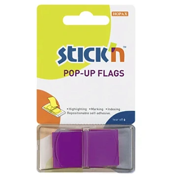 Клейкие закладки пластиковые Stick'n Stick'n фиолетовый, 45х25мм, 50шт
