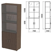 Шкаф закрытый со стеклом 'Канц', 700х350х1830 мм, цвет венге (КОМПЛЕКТ)