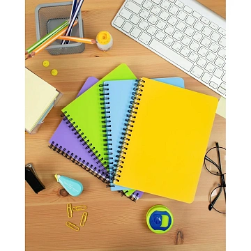 Бизнес-тетрадь А5,96л,кл,спир,пластик,тон.бл. Attache Bright colours Желтый