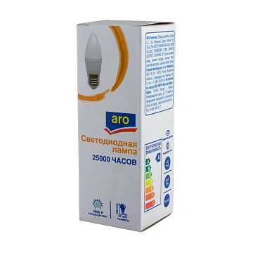 aro Лампа светодиодная E27 4000K Led 6Вт свеча