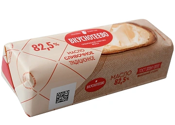 Масло сливочное Вкуснотеево Традиционное ГОСТ 82.5%, 340г