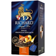 Чай Richard 'Royal Orange & Cinnamon', черный с ароматом корицы и апельсина, 25 пакетиков по 2г