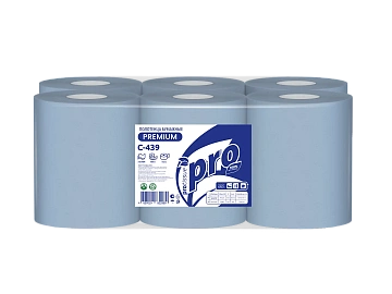 Бумажные полотенца рулонные с ц.вытяжкой Protissue С439 150м, 2 слоя, синие, 6 рулонов