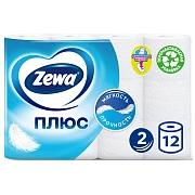 Бумага туалетная ZEMMA/ZEWA Plus, 2-слойная, спайка 12 шт. х 23 м, белая, 1440901