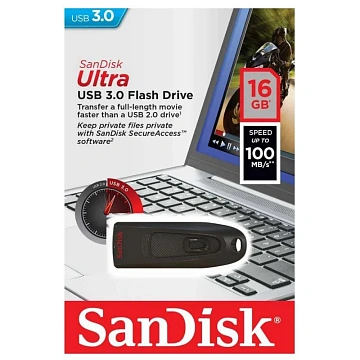 Флеш-память SanDisk Ultra, 16Gb, USB 3.0, чер, SDCZ48-016G-U46