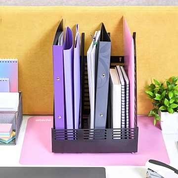 Лоток вертикальный Attache сборный 3 отделения черный, 240мм