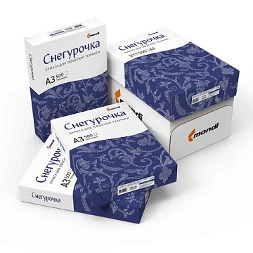 Бумага офисная БОЛЬШОГО ФОРМАТА (297х420), А3, 80 г/м2, 500 л., марка С, СНЕГУРОЧКА, 146% (CIE)