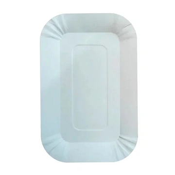 Тарелка одноразовая белая, 13х20см, картонная, 100шт/уп