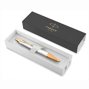 Ручка шариковая PARKER 'IM Premium Pearl GT', жемчужный лак, позолота, синяя, 2143643