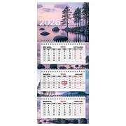 Календарь квартальный 2026 г., 3 блока, 3 гребня, бегунок, мелованная бумага, BRAUBERG EXTRA MINI, '