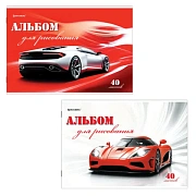 Альбом для рисования, А4, 40 листов, скоба, обложка картон, BRAUBERG, 200х283 мм, 'Автостиль' (2 вида), 102852