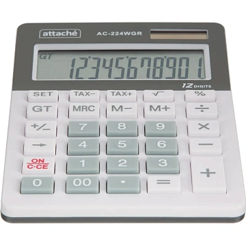 Калькулятор настольный КОМП Attache,AС-224WGR,12р,дв.пит,бел-сер,145x104x28