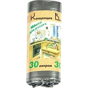 Мешки для мусора 30 л, черные, в рулоне 30 шт., ПНД, 7 мкм, 50х60 см, стандарт, КБ, 0046