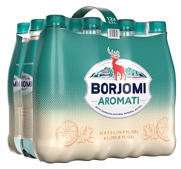 Вода Borjomi цитрус-имбирь минеральная газированная, 500мл