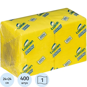 Салфетки бумажные Luscan Profi Pack 1сл24х24 желтые 400шт/уп