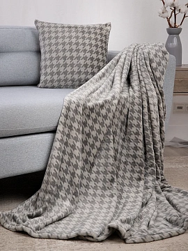 Плед Tessolo Home Пье-де-Пуль микровелюр серый, 150 x 200см