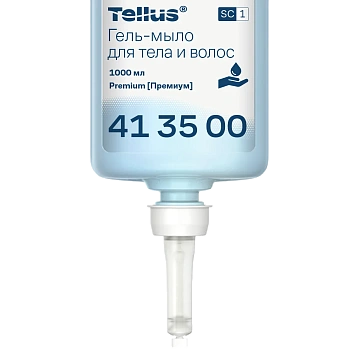 Жидкое мыло-гель в картридже Tellus (tork) Premium SC1 для волос и тела, светло-голубое, 1л, 413500